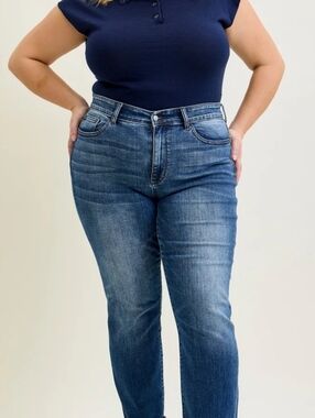 Judy Blue Dark Blue Relaxed Fit Jeans Navy Blue Color Size 16W Women's